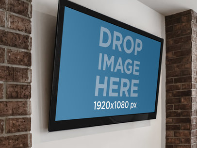Mockup Featuring a LED TV Monitor On A Wall