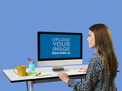 iMac Mockup of a Creative Professional With Transparent Background