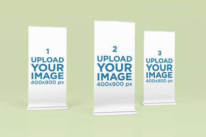Mockup of Three Roll-Up Banners