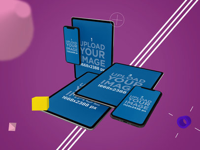 Responsive Mockup Featuring Multiple iPhones and iPads 