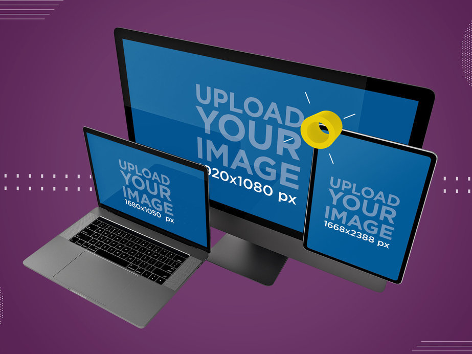 Responsive Mockup Featuring Three Different Electronic Devices