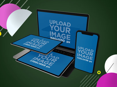 Responsive Mockup Featuring Several Apple Products Against a Plain Background 