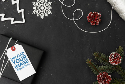 Gift Tag Mockup on a Christmas Minimal Setting 2077-el1