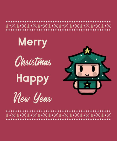 Ugly Xmas T-Shirt Design Template with Cute Cartoonish Characters
