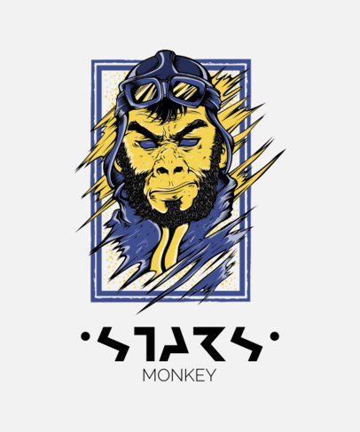 Street-Art T-Shirt Design Maker Featuring a Monkey Character with an Aviator Hat