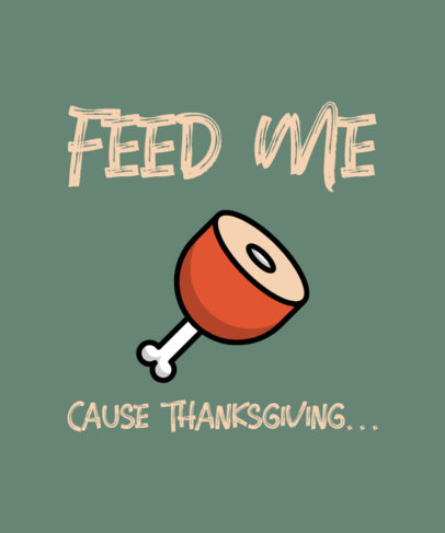 Thanksgiving T-Shirt Design Template with a Turkey Leg Clipart