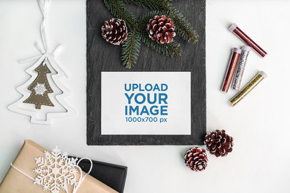 Postcard Mockup Featuring a Christmas Scenario 