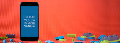 Mockup Template of a Black iPhone 6s Surrounded by Legos