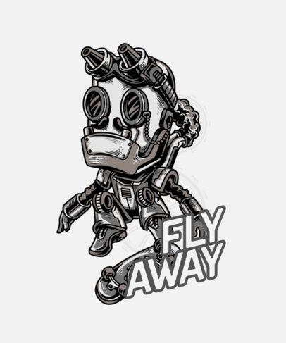 Steampunk-Inspired T-Shirt Design Template Featuring a Skater Robot