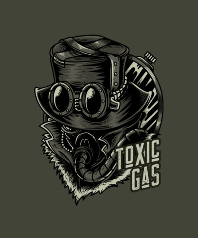 Steampunk T-Shirt Design Creator Featuring a Man with a Toxic Mask