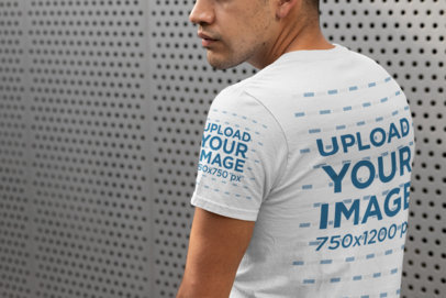 Cropped Face T-Shirt Sleeve Mockup Featuring a Man 