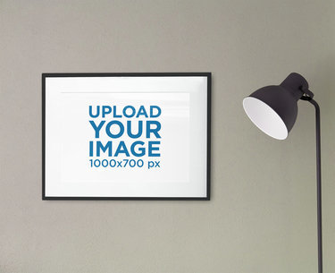 Poster Frame Mockup Featuring a Modern Floor Lamp 2022-el1