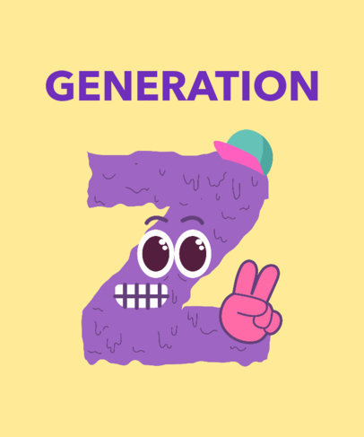 T-Shirt Design Maker Featuring a Gen-Z Cartoon Character 