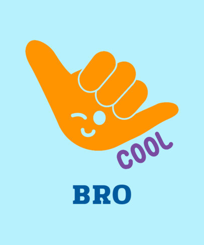 Millennial T-Shirt Design Template Featuring a Shaka Sign Graphic