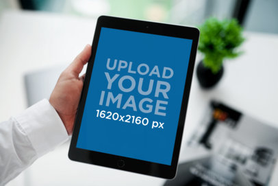 iPad Mockup Featuring a Man at Work