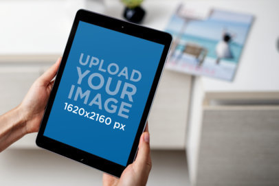 iPad Mockup of a Man at a Waiting Room 