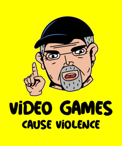 Funny T-Shirt Design Template Featuring an Angry Old Man's Face