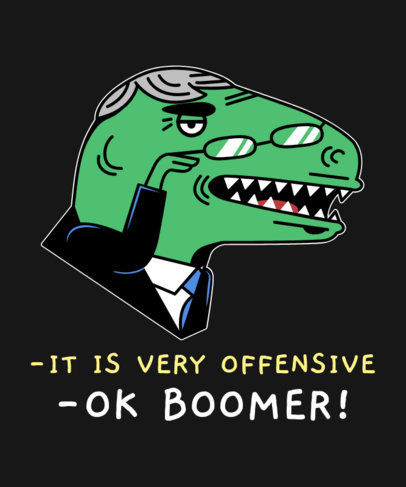 Funny T-Shirt Design Template with a Boomer Dinosaur Illustration 2076h
