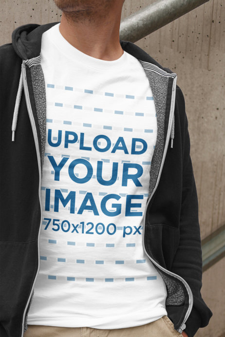 T-Shirt Mockup of a Young Man Wearing Casual Garments