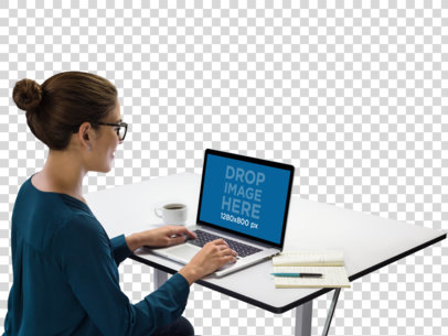 MacBook Mockup of a Female Executive at Work