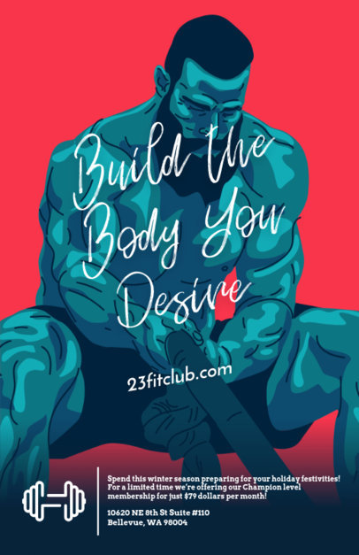 Illustrated Flyer Design Template for Fitness Clubs