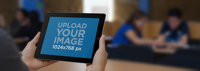 iPad Mockup Template Featuring Kids Studying a5662