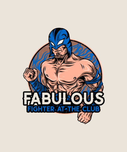 Illustrated T-Shirt Design Template Featuring a Masked Wrestler