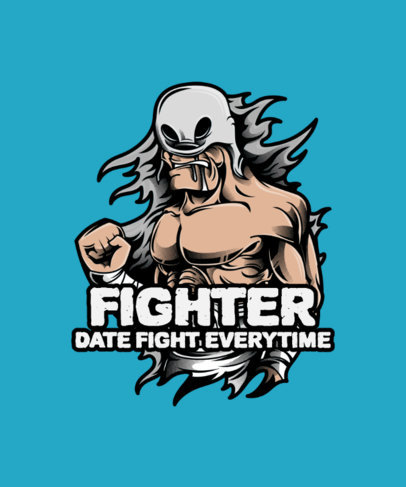 Wrestling T-Shirt Design Template Featuring a Masked Fighter 
