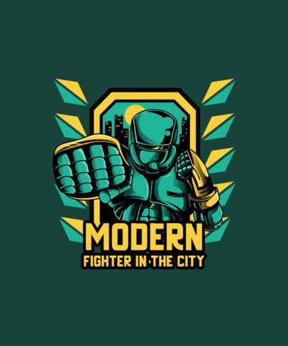Illustrated T-Shirt Design Maker with a Fighting Robot Clipart 