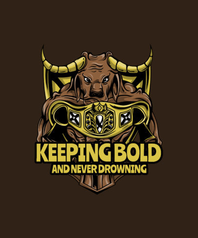 WWE T-Shirt Design Template Featuring an Angry Buffalo Illustration 