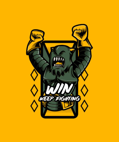 T-Shirt Design Maker Featuring an Illustrated Monster with Fighting Gloves