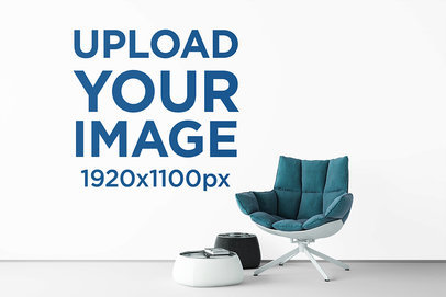 Art Print Mockup Featuring a Customizable Wall and Modern Furniture 