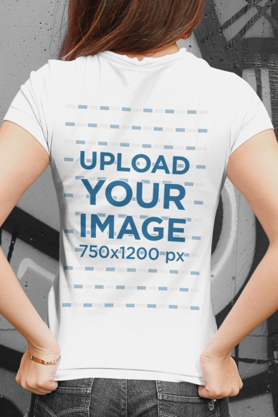 Back View Mockup of a Woman Showing Her T-Shirt