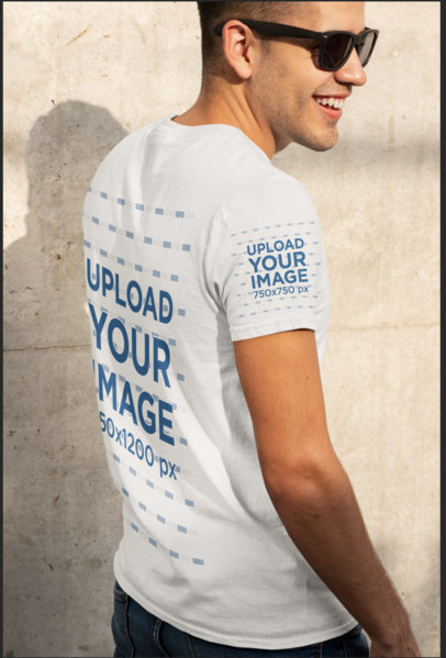 Back-View Mockup of a Man Wearing a Tee with a Customizable Sleeve