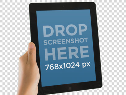 iPad Mockup Featuring a Man's Hand and A Plain Background