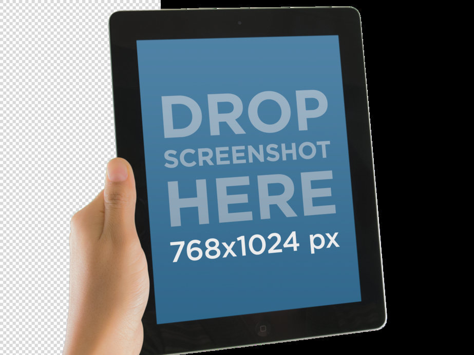 iPad Mockup Featuring a Man's Hand and A Plain Background