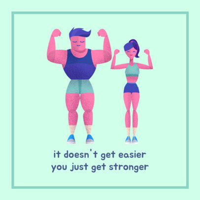 Facebook Post Generator Featuring a Fitness Couple Illustration