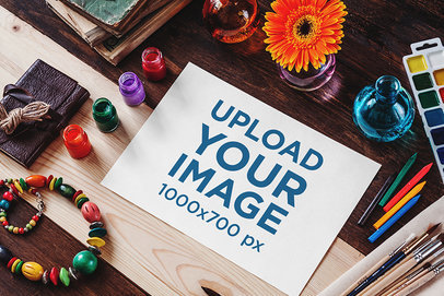 Watercolor Mockup Featuring Paints and Flowers 2272-el1