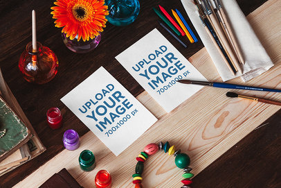 Mockup of Two Sketch Papers in an Artistic Setting