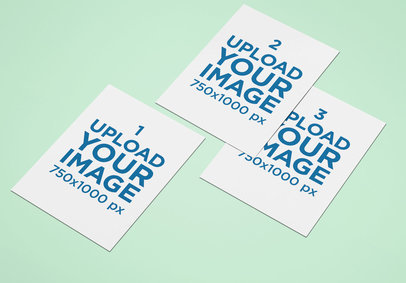 Mockup of Three Letterheads Placed Over a Customizable Surface