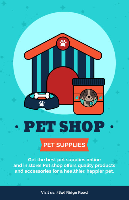 Pet Shop Online Flyer Maker with a Dog's House Graphic