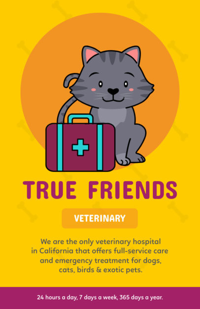 Online Flyer Maker for a Veterinary with a Cat Illustration