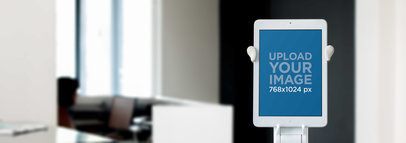 Tablet Mockup of a White iPad at an Office Environment