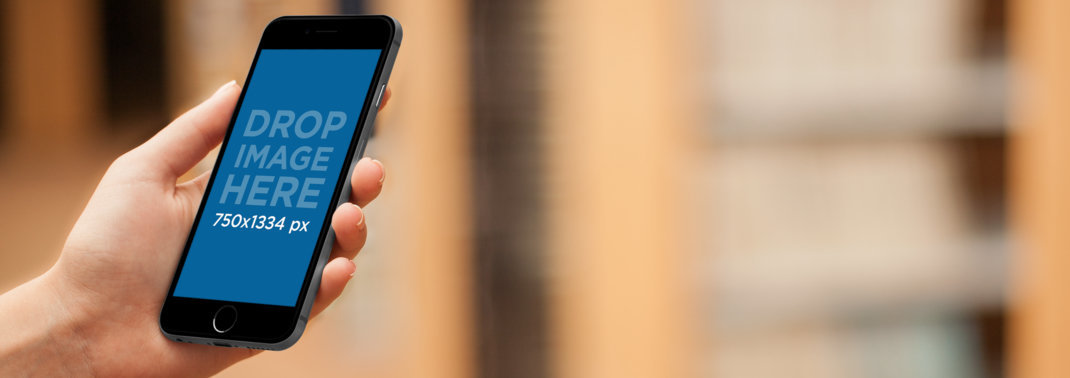 iPhone 6s Mockup Template at a Bookstore