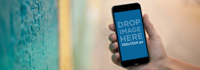 iPhone 6s Mockup Template over a Mural Painting a9575