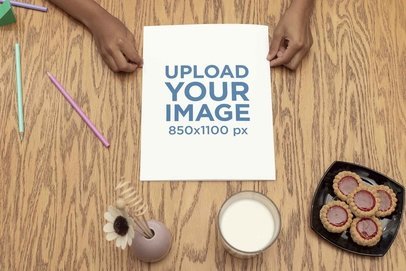 Mockup of a Girl Using a Coloring Book 30984