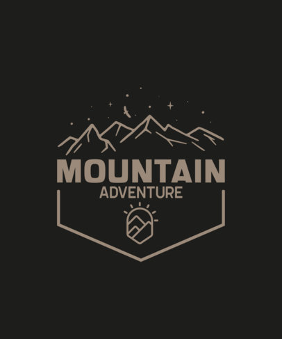 Adventurous T-Shirt Design Template with a Mountain Illustration