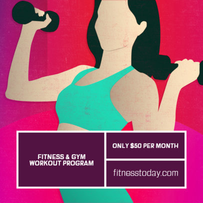 Instagram Post Template Featuring the Illustration of a Fit Woman