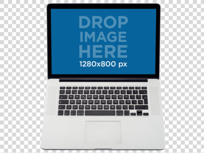 Top Shot MacBook Mockup Over a Transparent Background