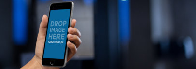 iPhone 6s Mockup With Bright Blue Lights a9795